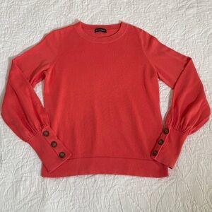 Repeat Women's Sweater V Neck Coral Button-Detail Sweater Size Small